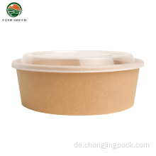 Umweltfreundliche runde Kraftpapier Bento Lunchbox